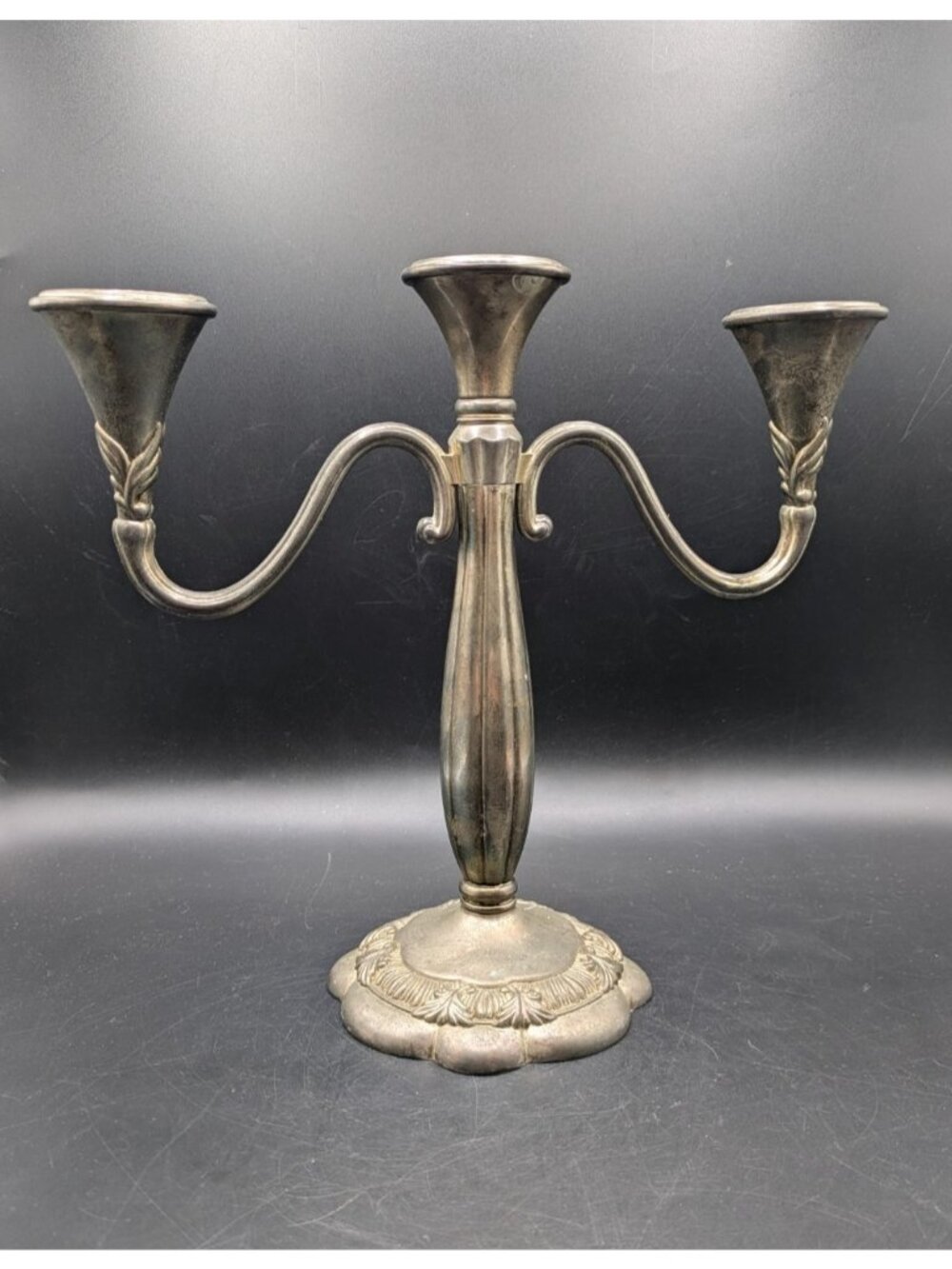 Vintage Royal Gallery Silver Plated 3 Arm Candelabra Taper Candle Holder 10"
